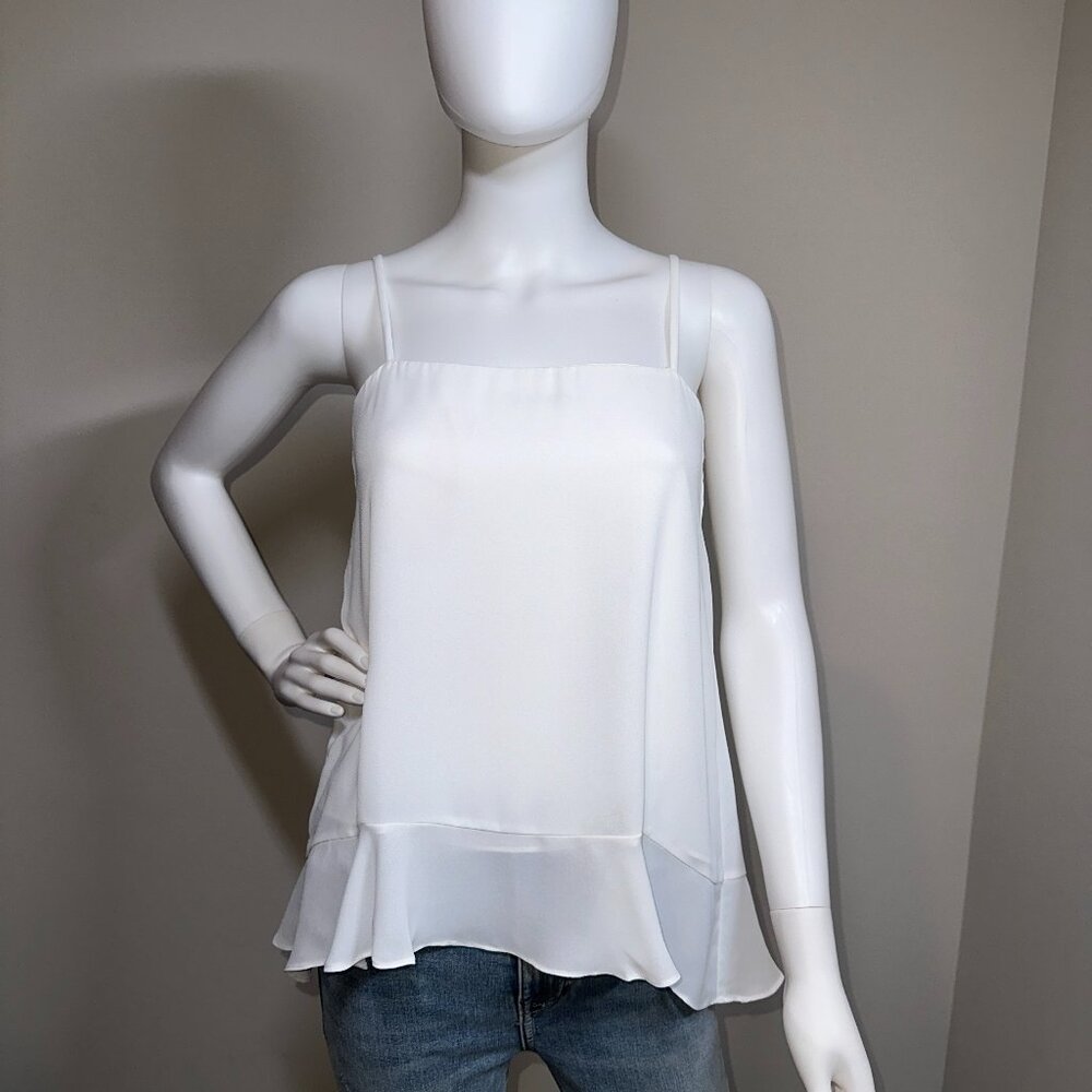 KRISA: NWT, Ruffle Cami Top, Size - XS, Color - Ivory / Powder, MSRP - $105